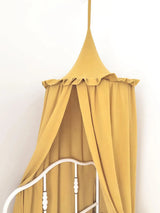 Muslin Cotton Hanging Canopy with Frills Bed Baldachin for Kids Room