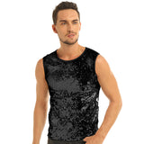 Mens Sequinned Tank Tops Festival Rave Party Clubwear