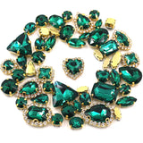 50pcs/Bag Shiny Mixed Shape Sew On Glass Rhinestone Gold Claw Crystal Buckle DIY Decoration 24 Colours