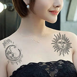 Dark Sun Moon Celestial Temporary Tattoos