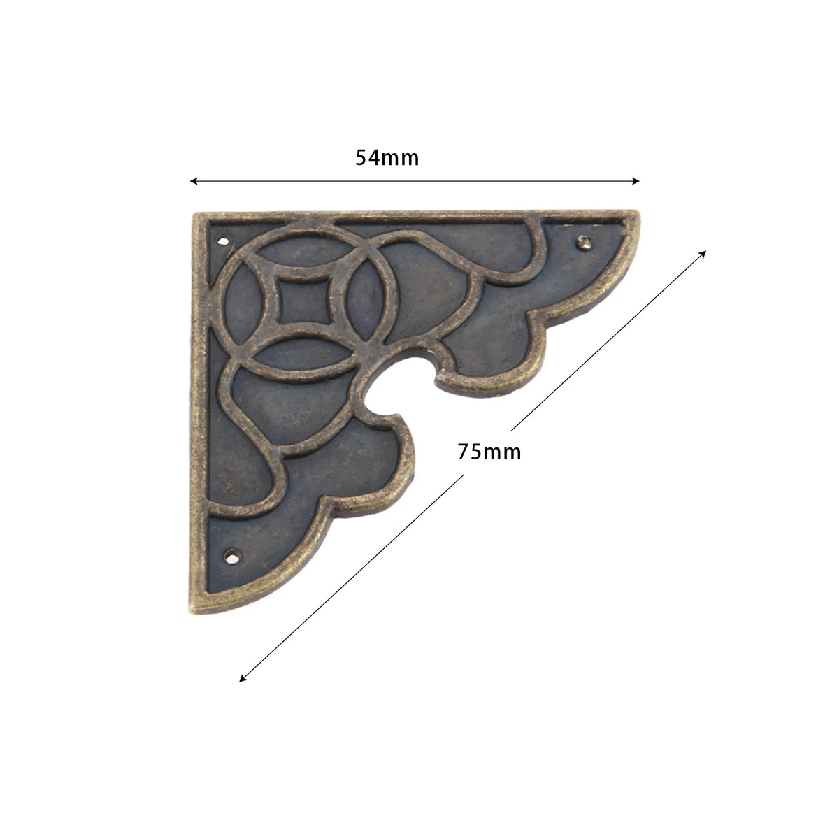 Two Decorative Metal Box Corners 54mm Furniture Jewellery