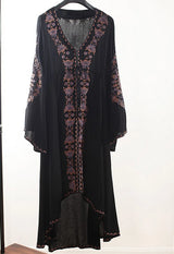 Laney's Long Sleeve Vintage Embroidered Cotton Boho Dress