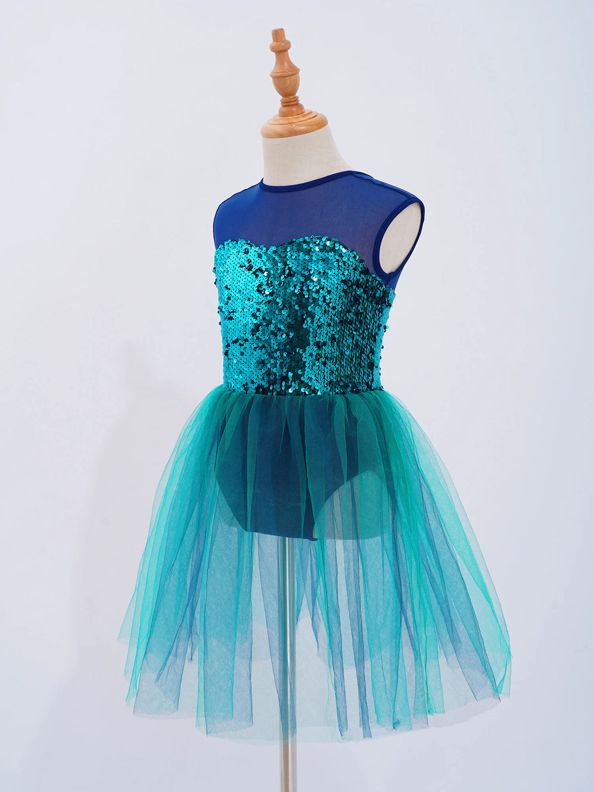 Girls Ballet Gymnastics Figure Ice Skating Sequin Leotard Tutu Dress Performance Dancewear