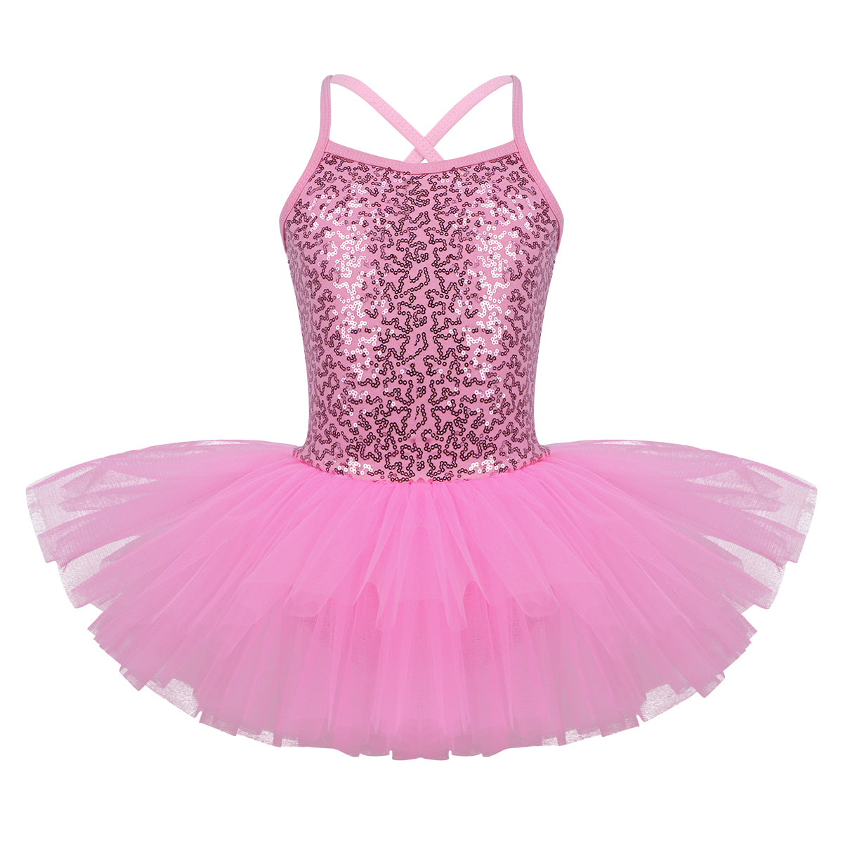 Girls Shiny Sequins Tutu Ballet Dance Dress Leotard Skate Wear Ballerina Fairy Party Costume