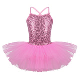 Girls Shiny Sequins Tutu Ballet Dance Dress Leotard Skate Wear Ballerina Fairy Party Costume