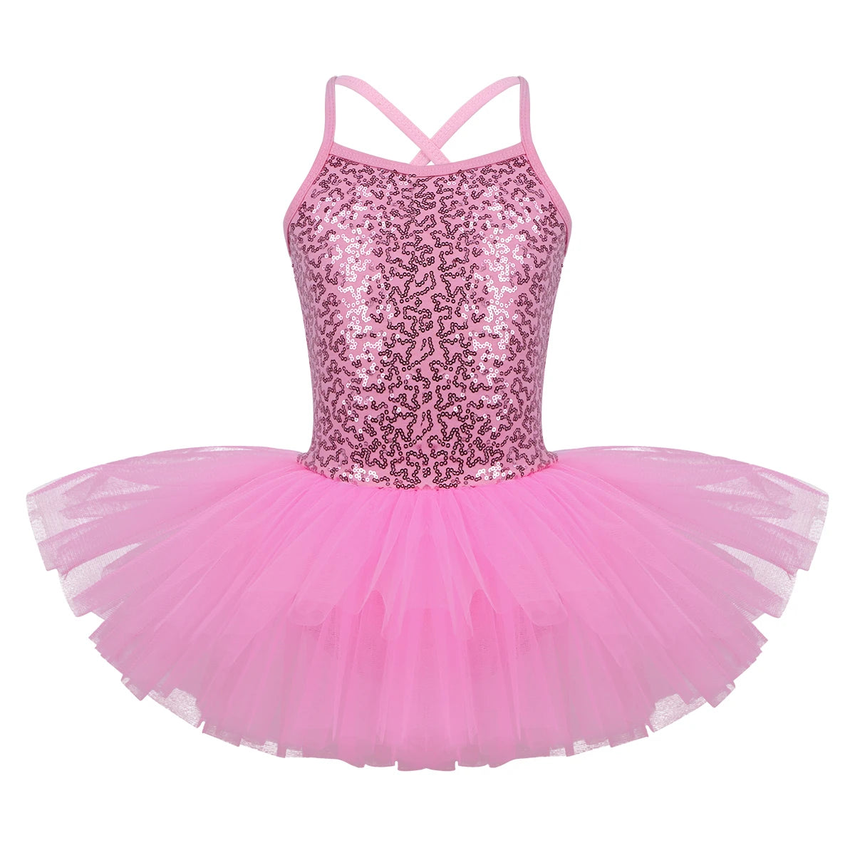 Girls Shiny Sequins Tutu Ballet Dance Dress Leotard Skate Wear Ballerina Fairy Party Costume