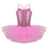 Girls Shiny Sequins Tutu Ballet Dance Dress Leotard Skate Wear Ballerina Fairy Party Costume