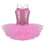 Girls Shiny Sequins Tutu Ballet Dance Dress Leotard Skate Wear Ballerina Fairy Party Costume