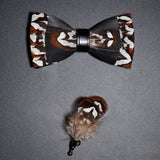 Men's Bow Tie & Pin Set Handmade Natural Feather Gift Box