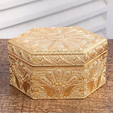 Golden Peacock Hexagonal Metal Jewellery Box