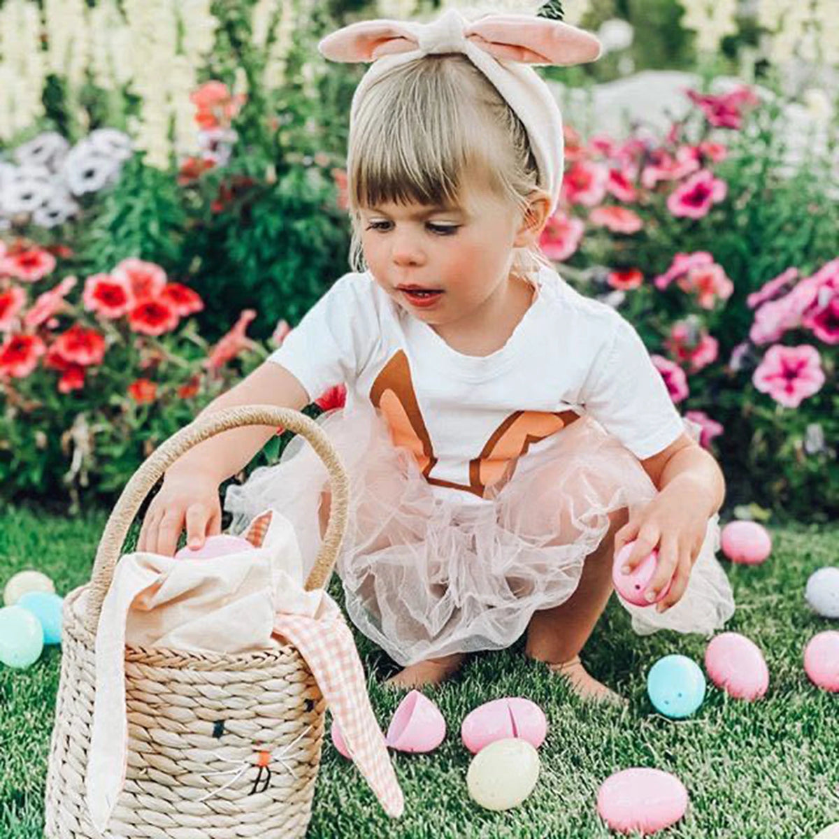 Easter Bunny Straw Basket Easter Egg Hunt