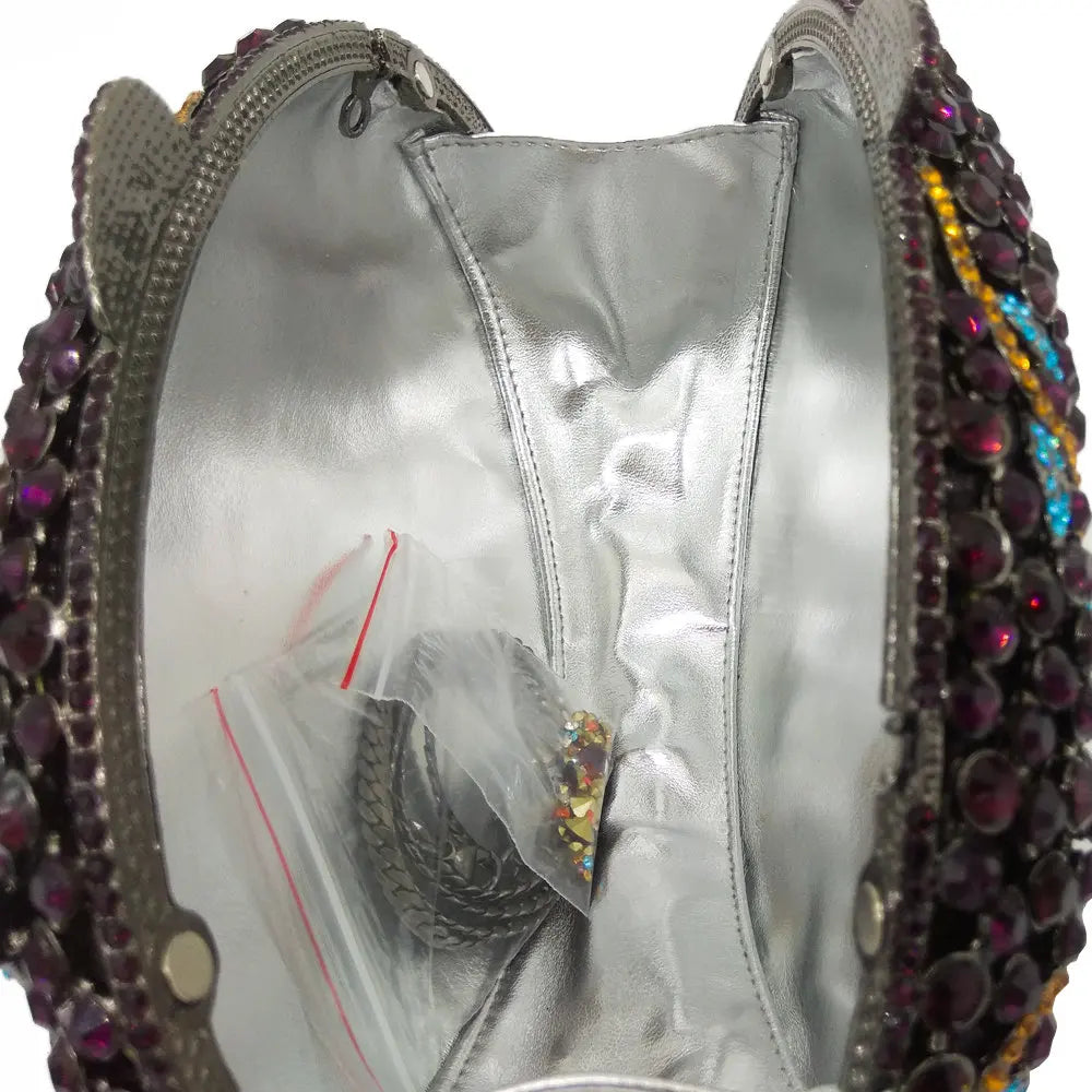 Woodland Rose Crystal Flower Evening Clutch Bags Cocktail Minaudiere Handbags