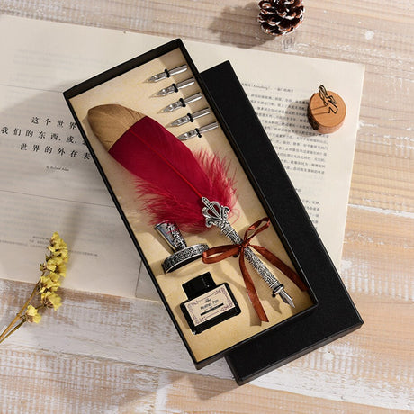 Calligraphy Feather Quill Fountain Pen Set Gift Box