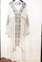 Laney's Long Sleeve Vintage Embroidered Cotton Boho Dress