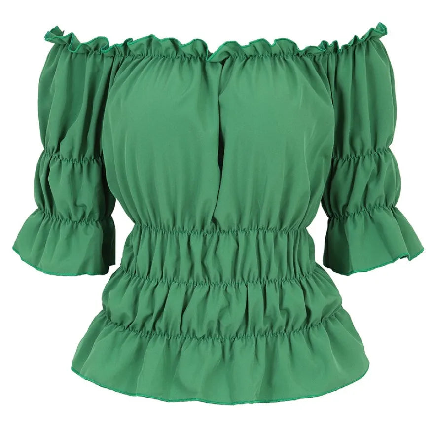 16 Colours Medieval Renaissance Blouses Off Shoulder Steampunk Cosplay Pirate Shirt Corset Top