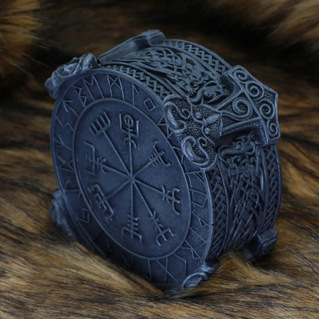 Norse Viking Trinket Box Vegviser Runic Compass Knotwork Thor Hammer
