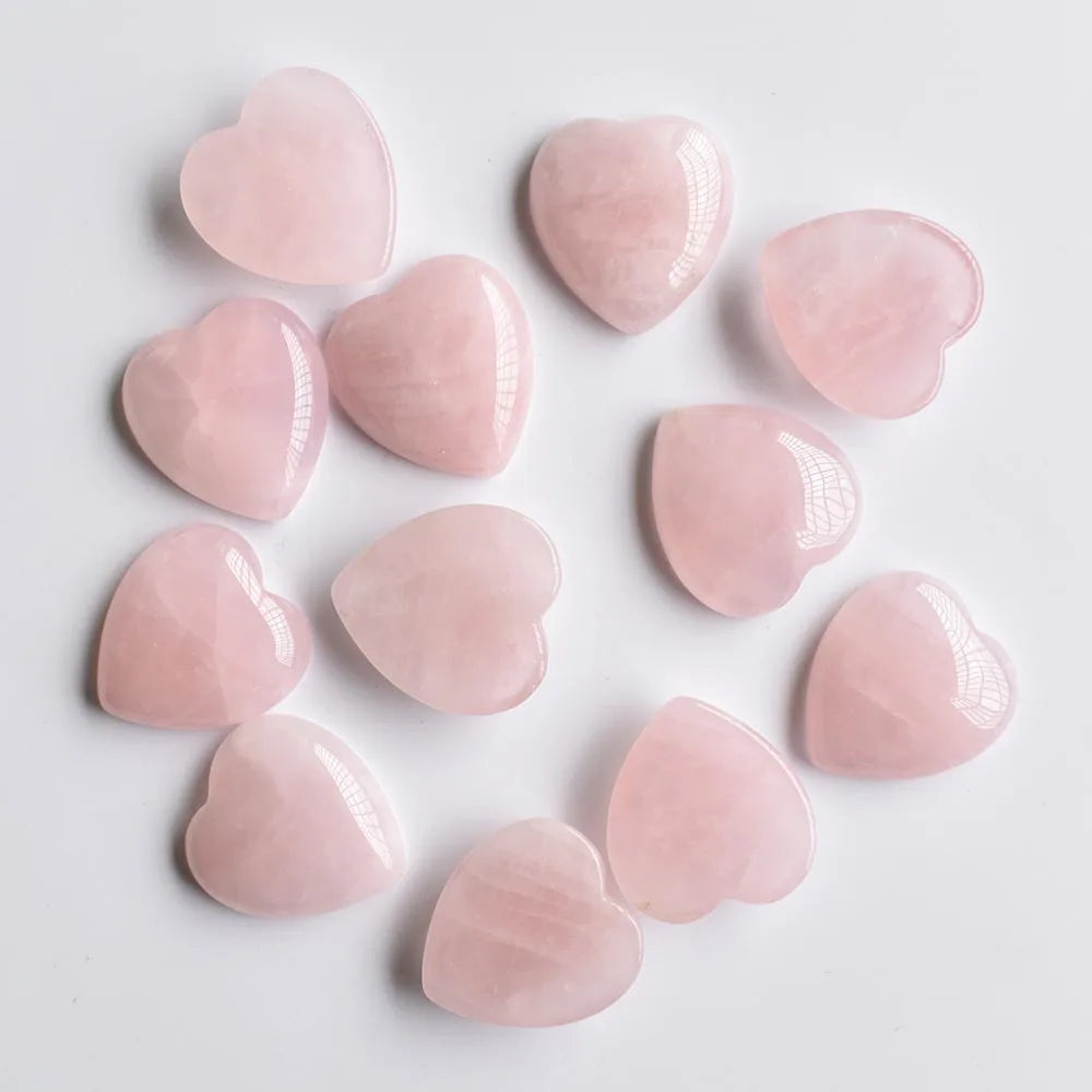 Twelve Natural Stone Heart Shape Cabochons for Jewellery Making 25mm