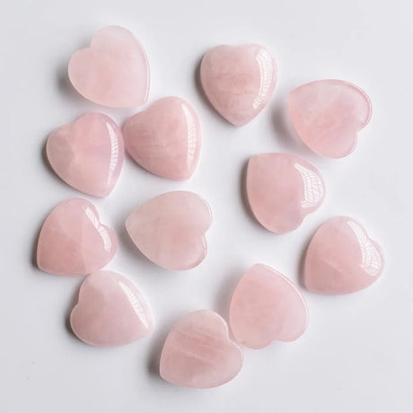 Twelve Natural Stone Heart Shape Cabochons for Jewellery Making 25mm