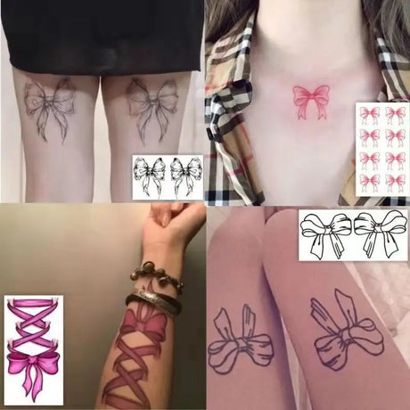Dark Bow Temporary Tattoos Body Art