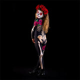 Day of the Dead Skeleton Bodycon Halloween Costume Adult Kids One Piece Rose Bodysuit
