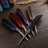 Feather Calligraphy Dip Pen Writing Set with 5 Nibs
