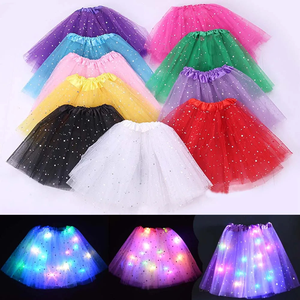LED Witch Stars Tutu Skirt Glow Party Costumes Halloween