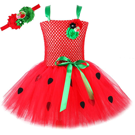 Red Sweet Strawberry Tutu Dress Halloween Costumes