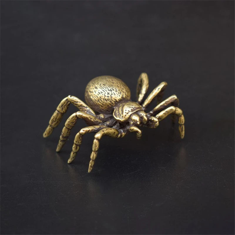 Copper Funnel Web Spider Figurine Tea Pet