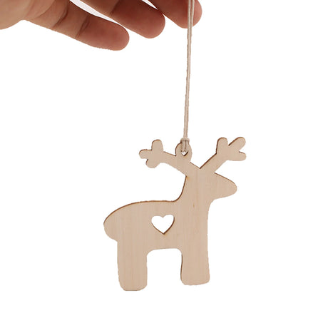 10PCS Wooden Tree Ornaments for Christmas Tree Hanging Craft DIY
