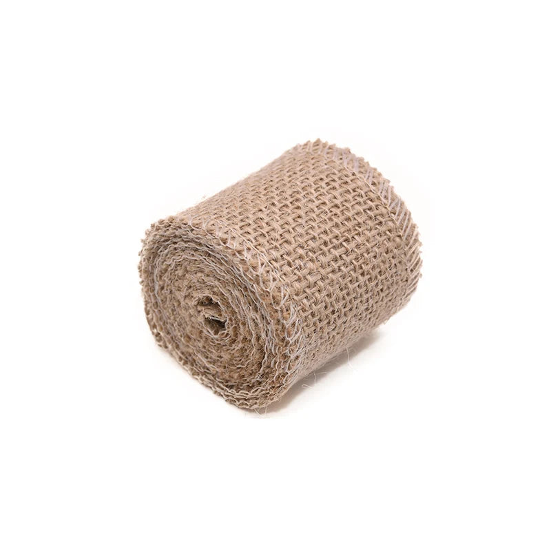 2M Natural Jute Burlap Hessian Ribbon Rolls Rustic Wedding Decoration Christmas Gift Wrapping