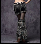 Tribal Fusion Belly Dance Clothes 3pcs Outfit Tops Belt and Pants Women Dance Costume