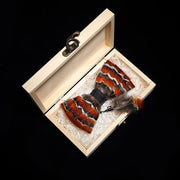 Handmade Woodland Feather Bow Ties & Lapel Pin Gift Box Set