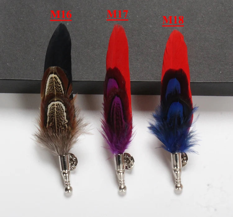 Feather Lapel Pin Brooch Hat Pin Handmade Suit Accessory Gift Idea
