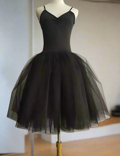 Unadorned White Black Basic Ballet Long Tutu Dress
