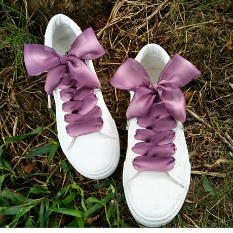 Gradient Colour 4cm Wide Satin Silk Ribbon Shoelaces 120cm Length