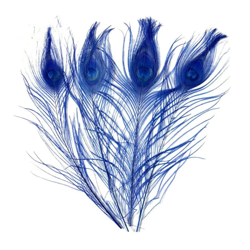 100Pcs Ivory & Dyed White Peacock Feathers Decor DIY Crafts 25-32CM