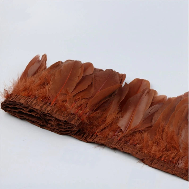 2 Meters Dyed Goose Feather Trims Fringes Ribbons DIY Craft