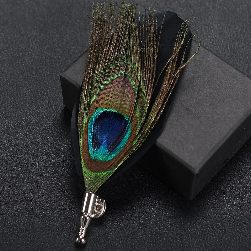 Feather Lapel Pin Brooch Hat Pin Handmade Suit Accessory Gift Idea