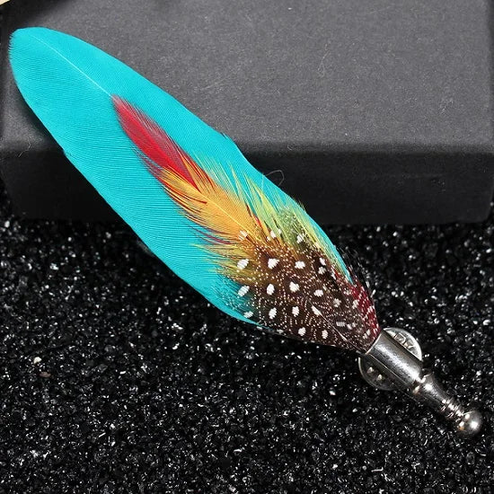 Feather Lapel Pin Brooch Hat Pin Handmade Suit Accessory Gift Idea