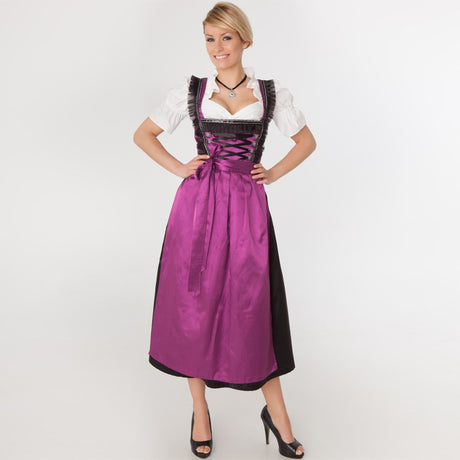 Long Purple Bavarian Traditional Oktoberfest Dirndl Beer Wench Maid Costume