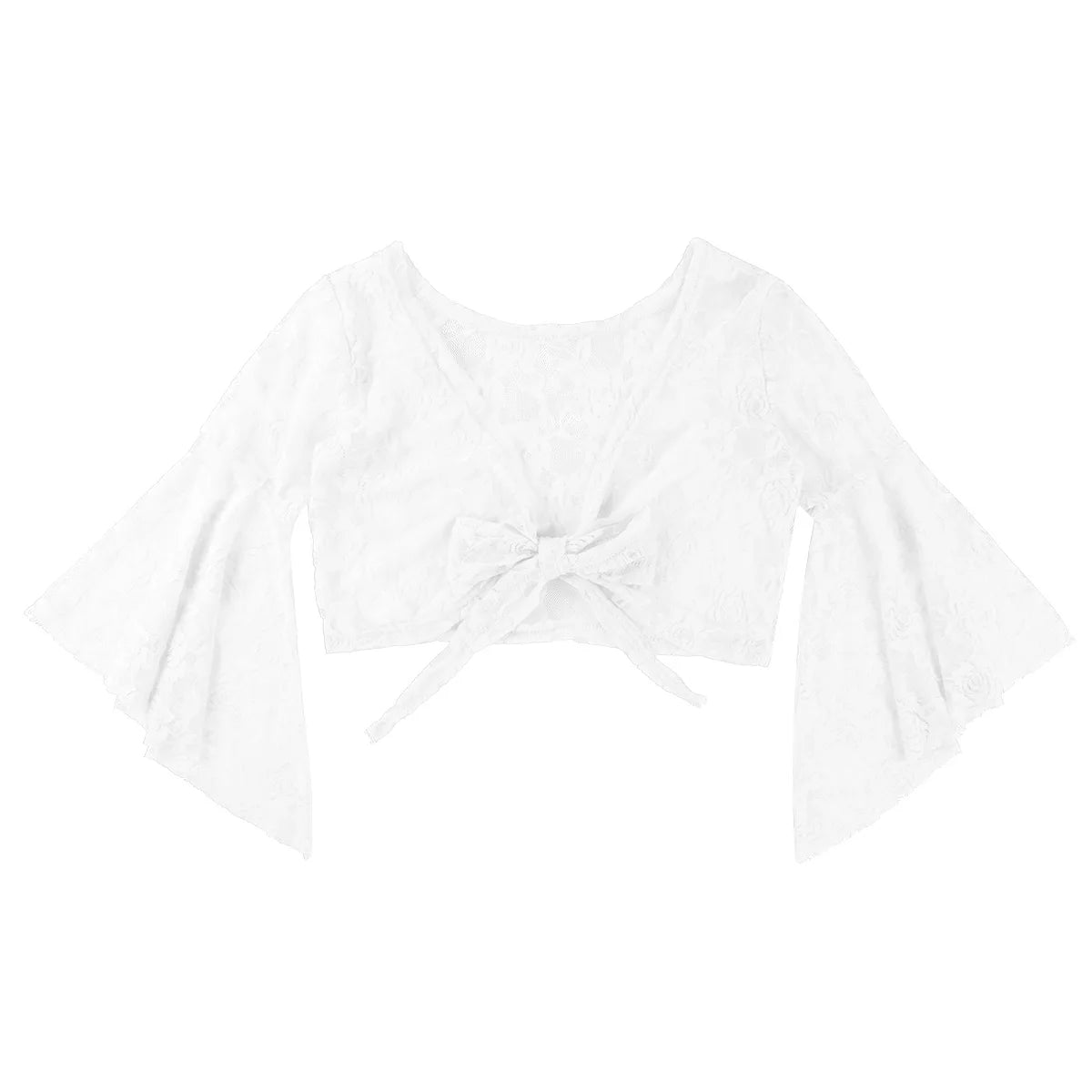 Flare Sleeve Floral Lace Wrap Top Dance Costume Cover Up Cardigan Wraps