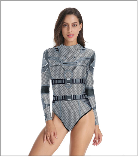 Deadpool Printed Long Sleeve Swimwear One-piece Surfing Swimsuit