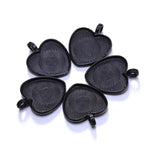 Ten Heart Cabochon Pendant Bases 25mm Alloy Bezel Trays DIY Jewellery Making Supplies