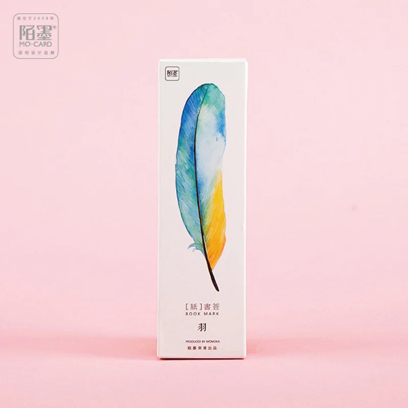 30 pcs/box Paper Feather Bookmarks