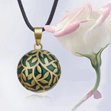 Forest Leaves Harmony Sound Chime Mexican Bola Pendant Necklace