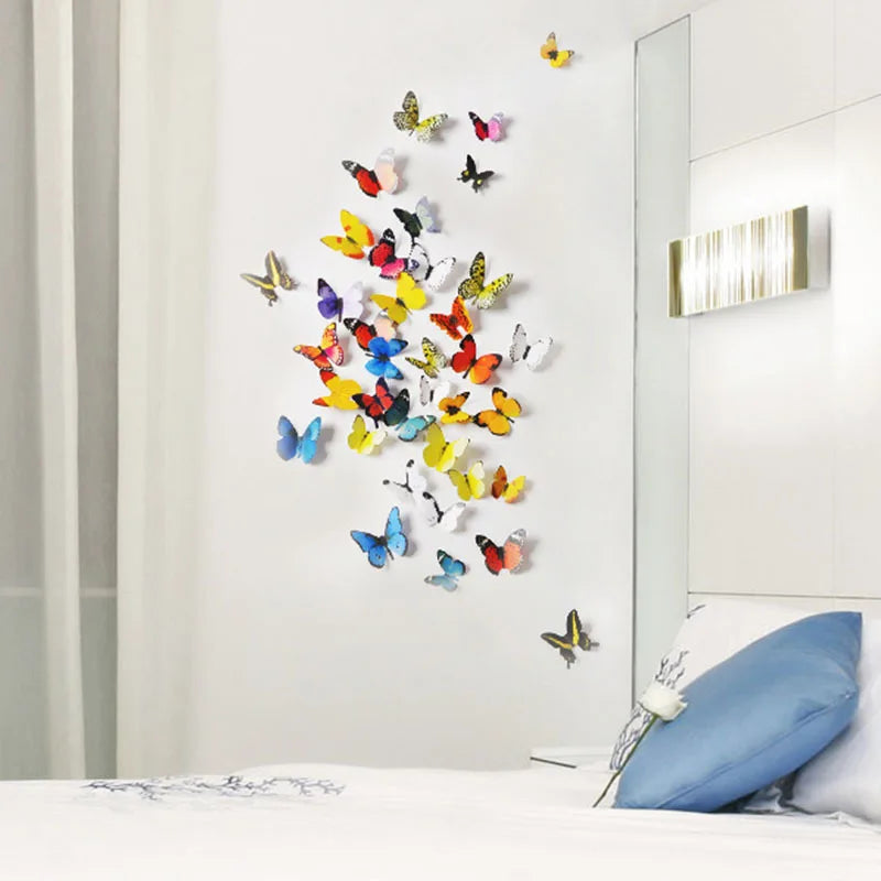 Set of 18 3D PVC Butterfly Wall Stickers Kids Rooms Home Decals