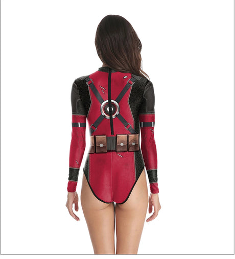 Deadpool Printed Long Sleeve Swimwear One-piece Surfing Swimsuit