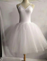 Unadorned White Black Basic Ballet Long Tutu Dress