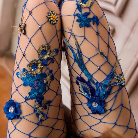 Circus Performer Embellished Fishnet Pantyhose Stockings