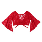 Flare Sleeve Floral Lace Wrap Top Dance Costume Cover Up Cardigan Wraps